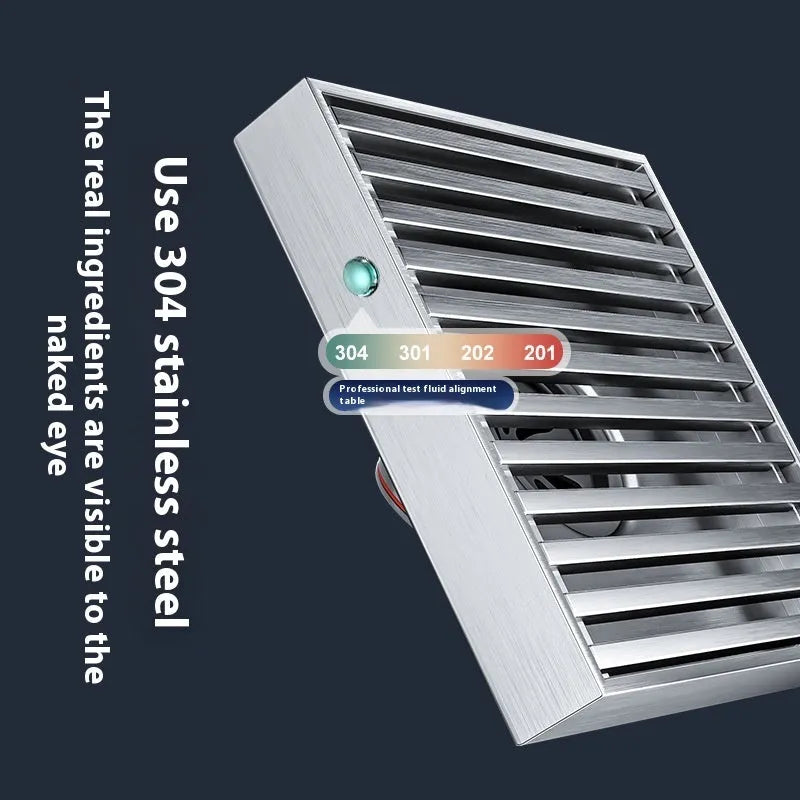 Gun grey 304 stainless steel courtyard floor drain with a 15x15cm ABS plastic core.