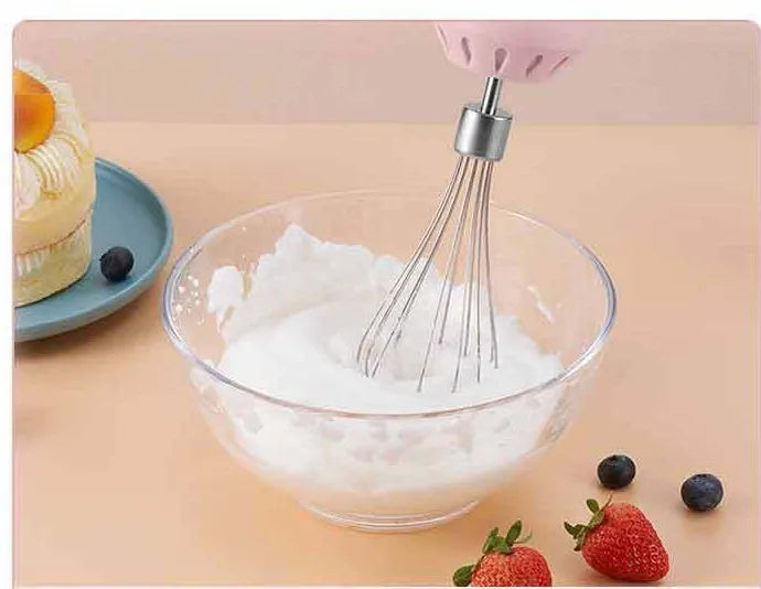 Portable mini wireless electric egg beater with USB rechargeable handheld food mixer and 3 speed settings in green