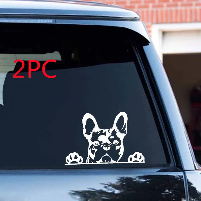 Two reflective car stickers with dog pattern, black and colourful, 15.6x10.4cm PET material