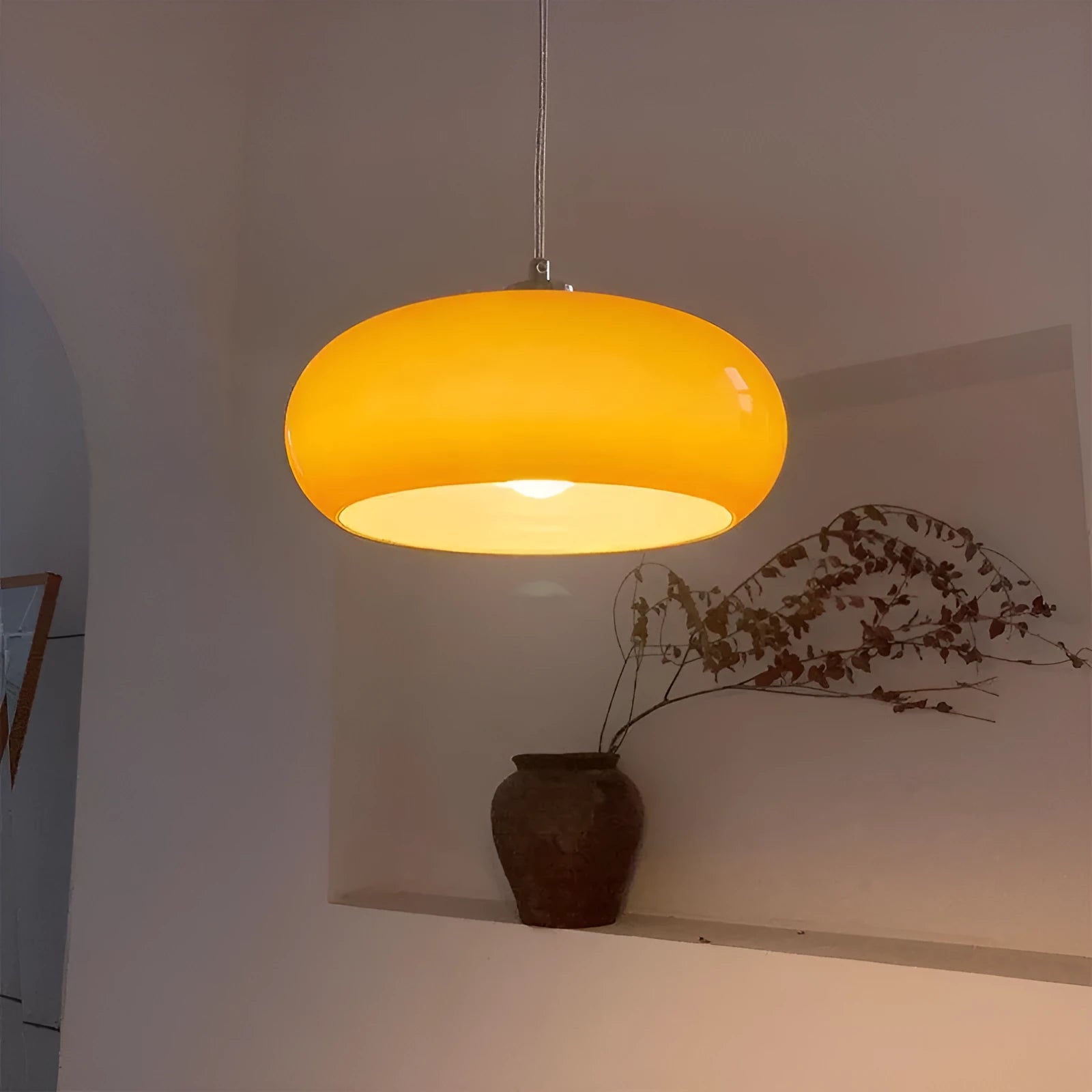 Bauhaus three-headed egg tart pendant light with milky white glass shades