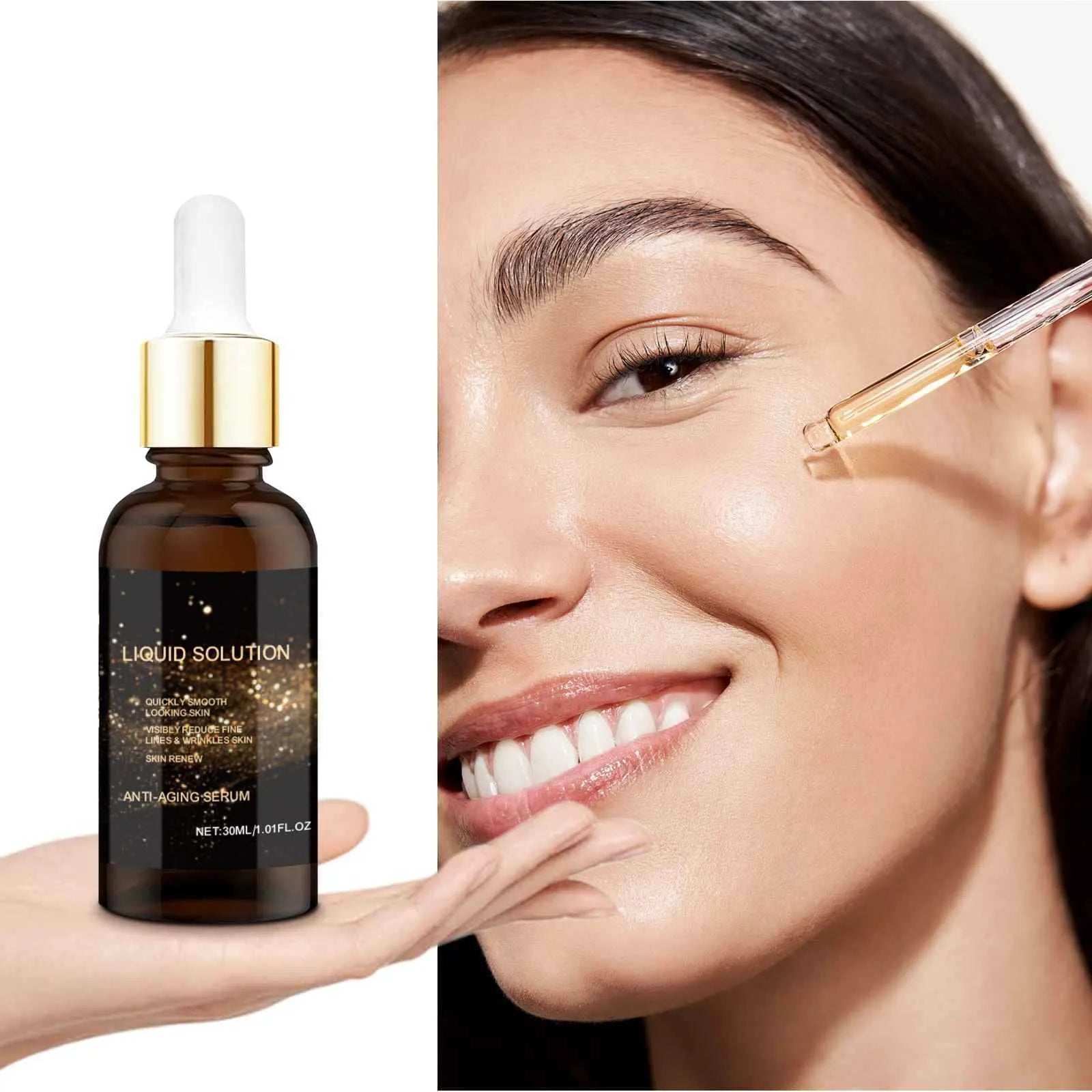 30ml bottle of clear hyaluronic acid and glycerin nursing solution for the face.