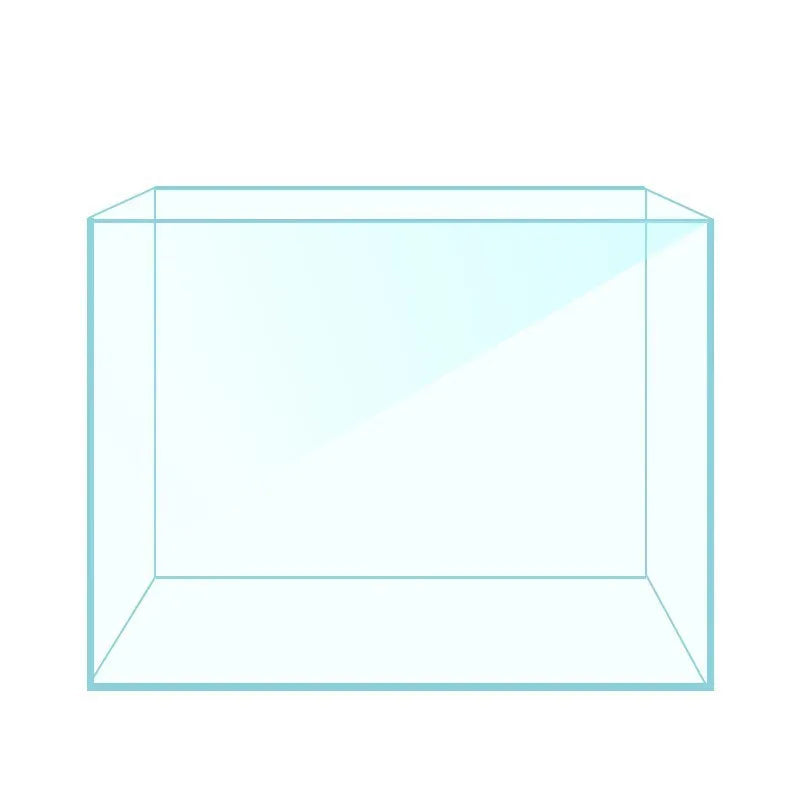 Super white glass fish tank in medium size for desktop use, clear glass construction