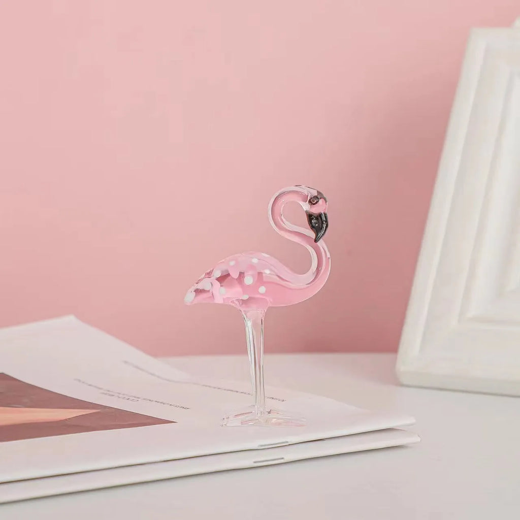 Pink flamingo crystal decorative ornament for home hall table display in modern simple style