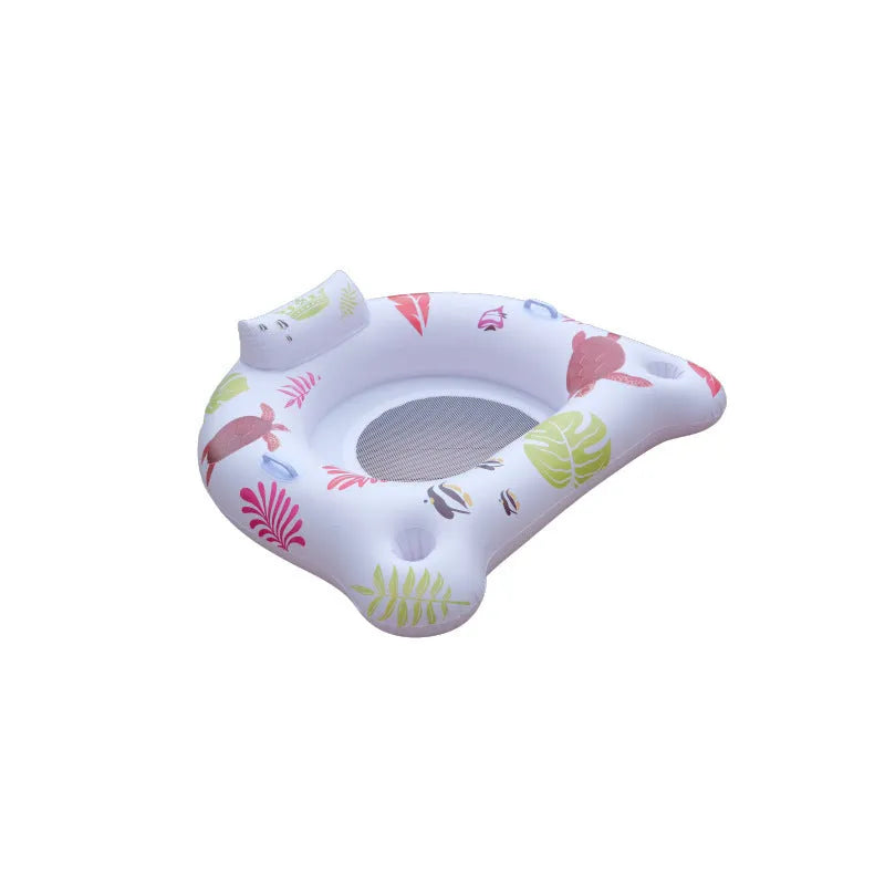 White U-shaped luminous inflatable float recliner on water