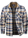 Men's flannel button shirt with plaid pattern in extended sizing options