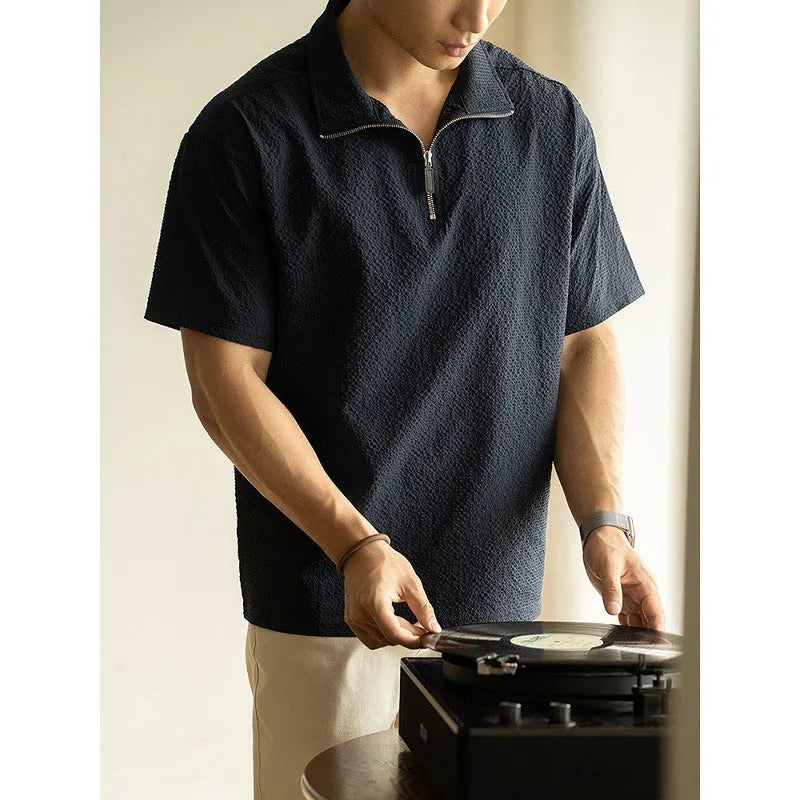 Men's cedar green loose-fit short sleeve t-shirt made from quick-dry ice silk cool fabric for summer.