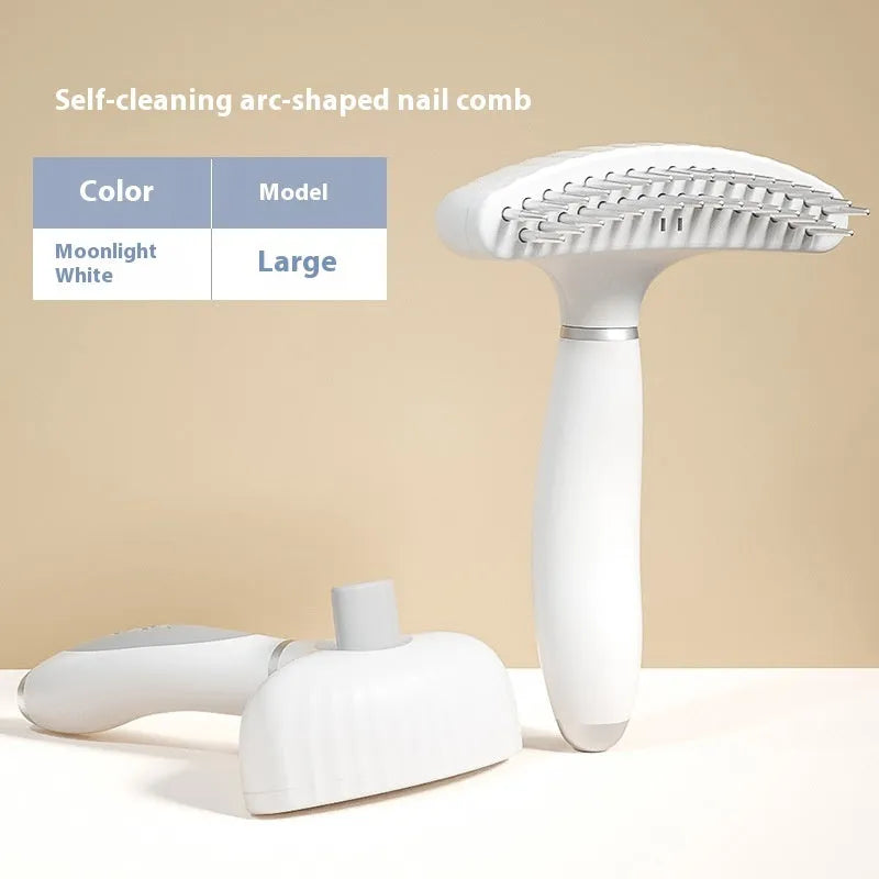 Double row stainless steel pet comb for dog napping hair removal in azure light blue