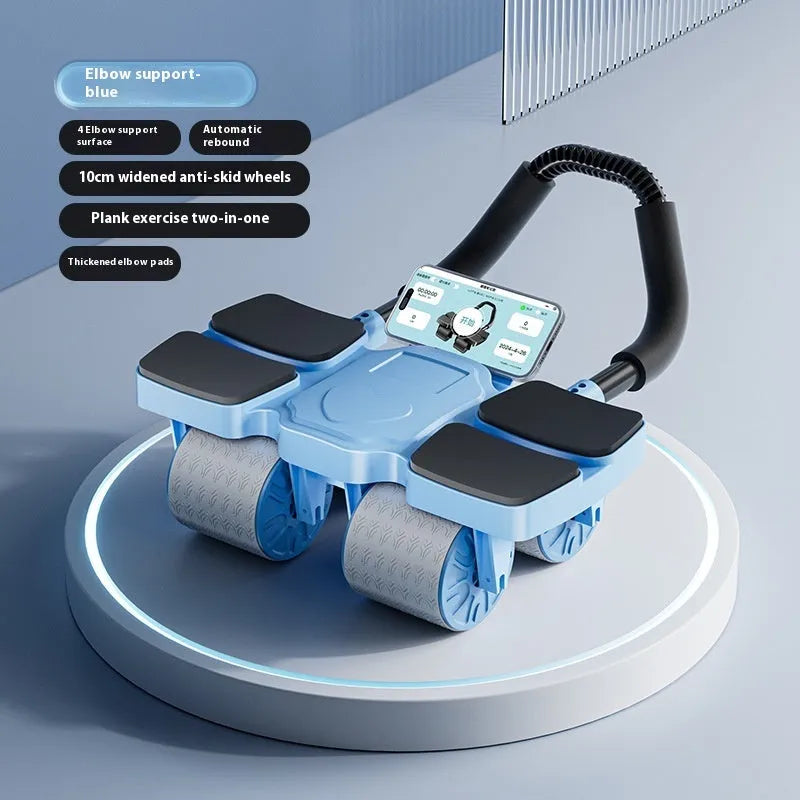 Automatic rebound abdominal wheel with four wheels and Bluetooth APP connectivity for core exercises
