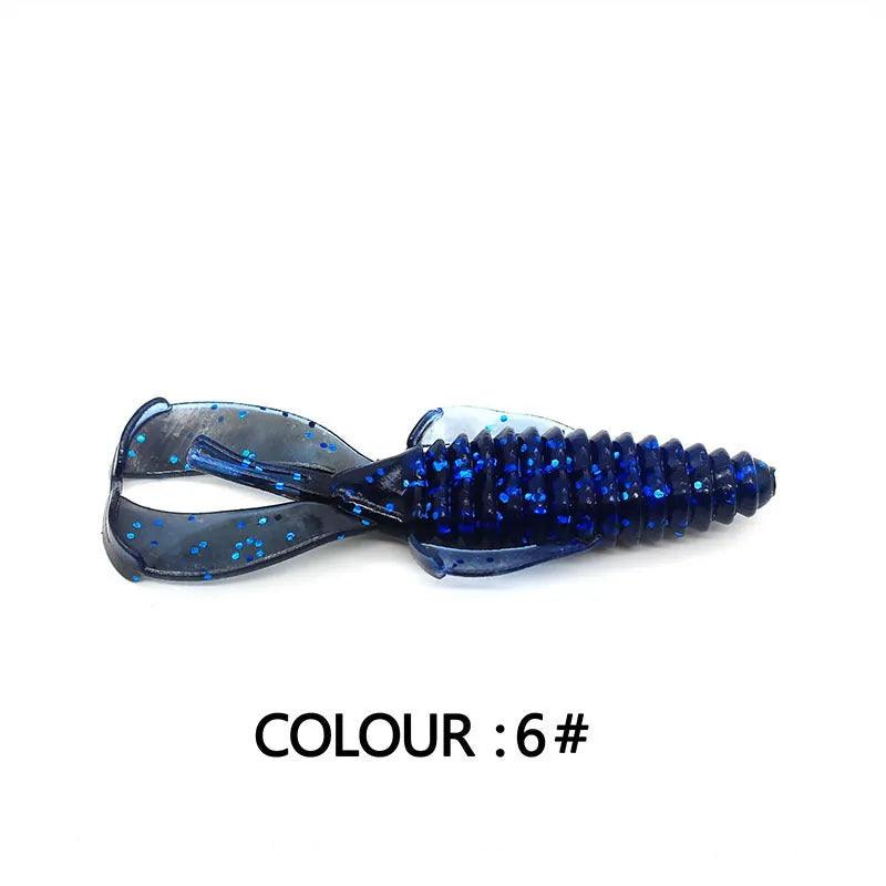 Soft plastic fishing lure in various colours showing 8cm and 12cm size options for freshwater and saltwater fishing