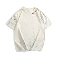 Grey loose fit short sleeve T-shirt with full coverage tie dye paint printing pattern