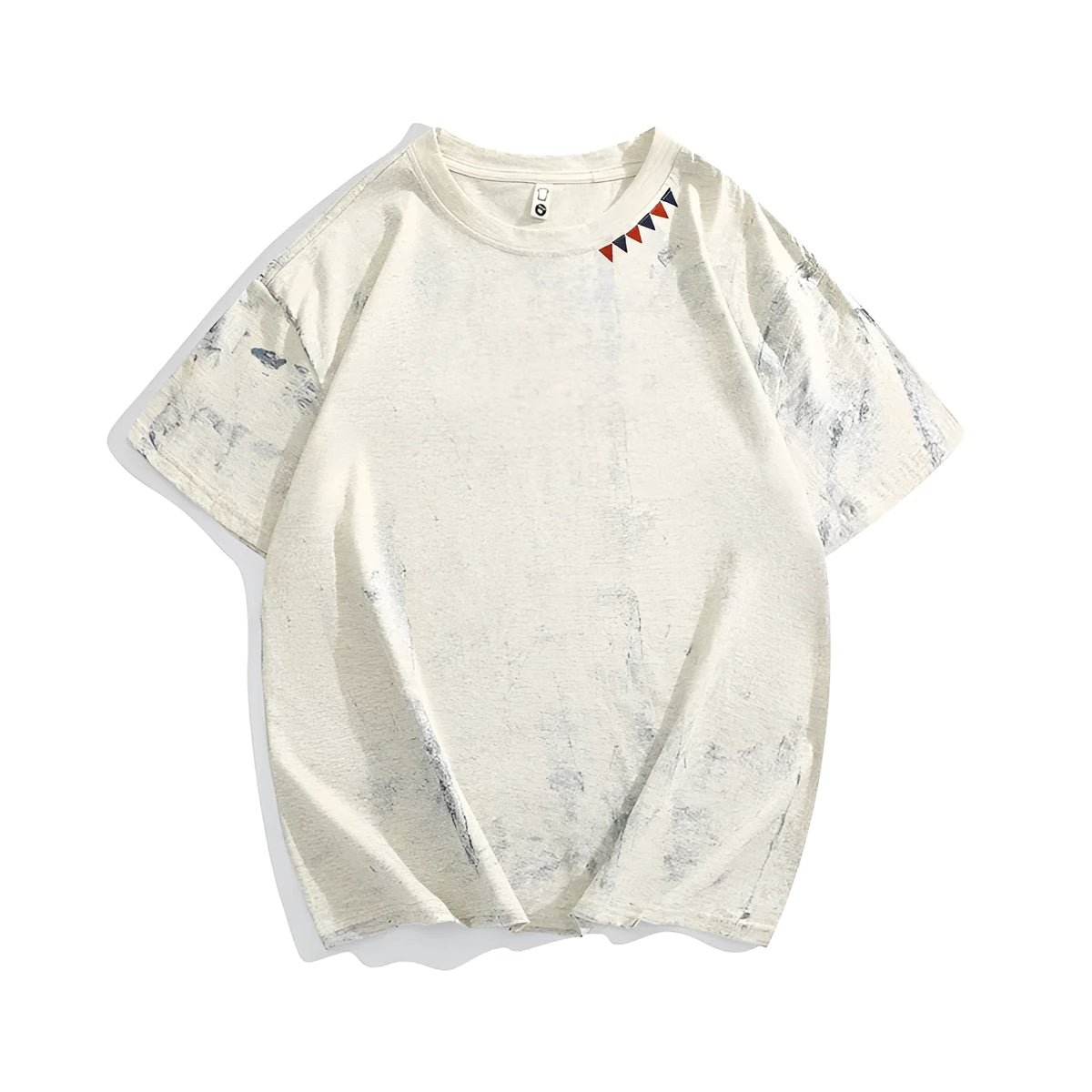 Grey loose fit short sleeve T-shirt with full coverage tie dye paint printing pattern