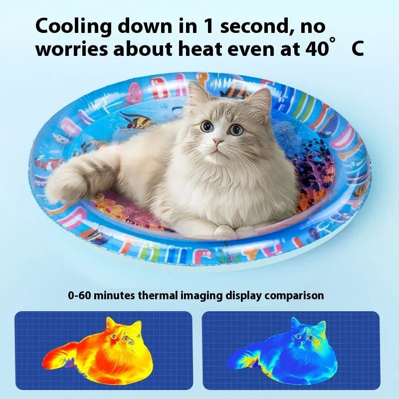 Inflatable PVC water cooling mattress for pets in dolphin design