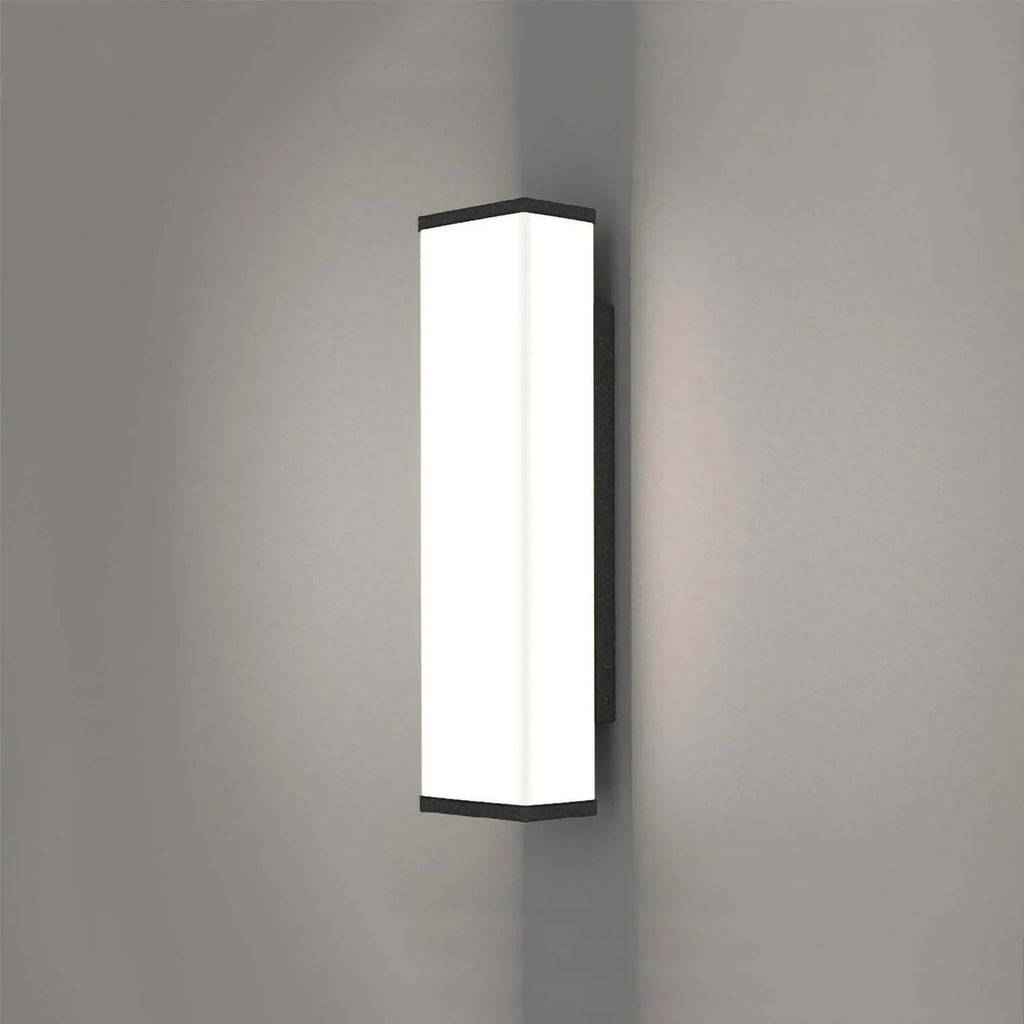Vertical stainless steel outdoor wall light with polycarbonate diffuser, 60cm height.
