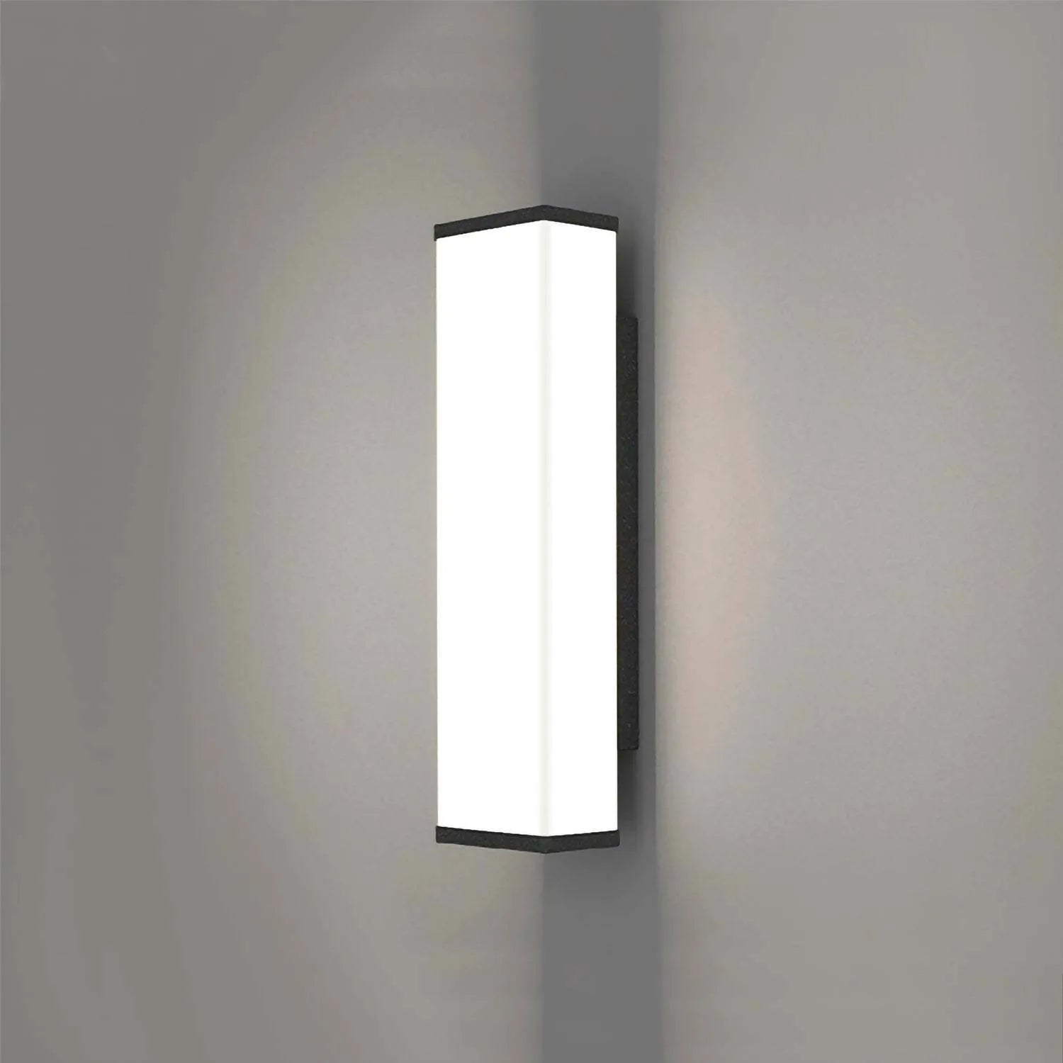 Vertical stainless steel outdoor wall light with polycarbonate diffuser, 60cm height.
