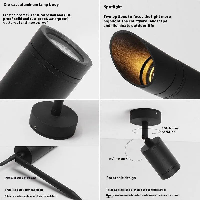 Outdoor aluminium ground lamp with A-style design for garden and pathway LED lighting.