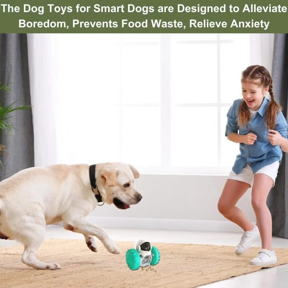 Self-balancing dog treat tumbler toy in multiple colours for small dogs and cats