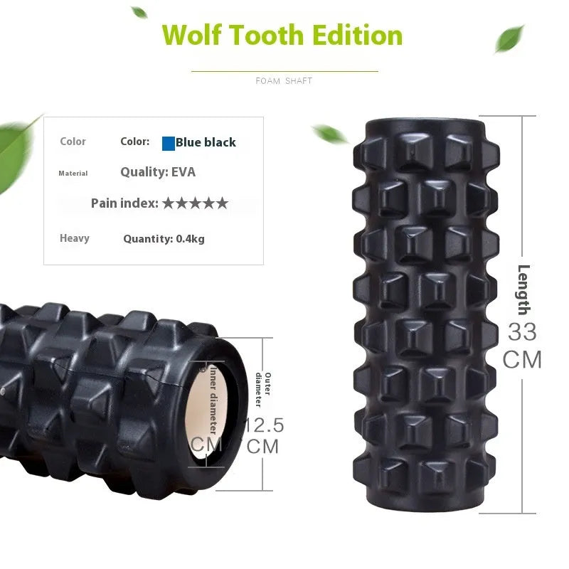 Black foam roller massage stick with gear bar design, 33cm long with six pieces