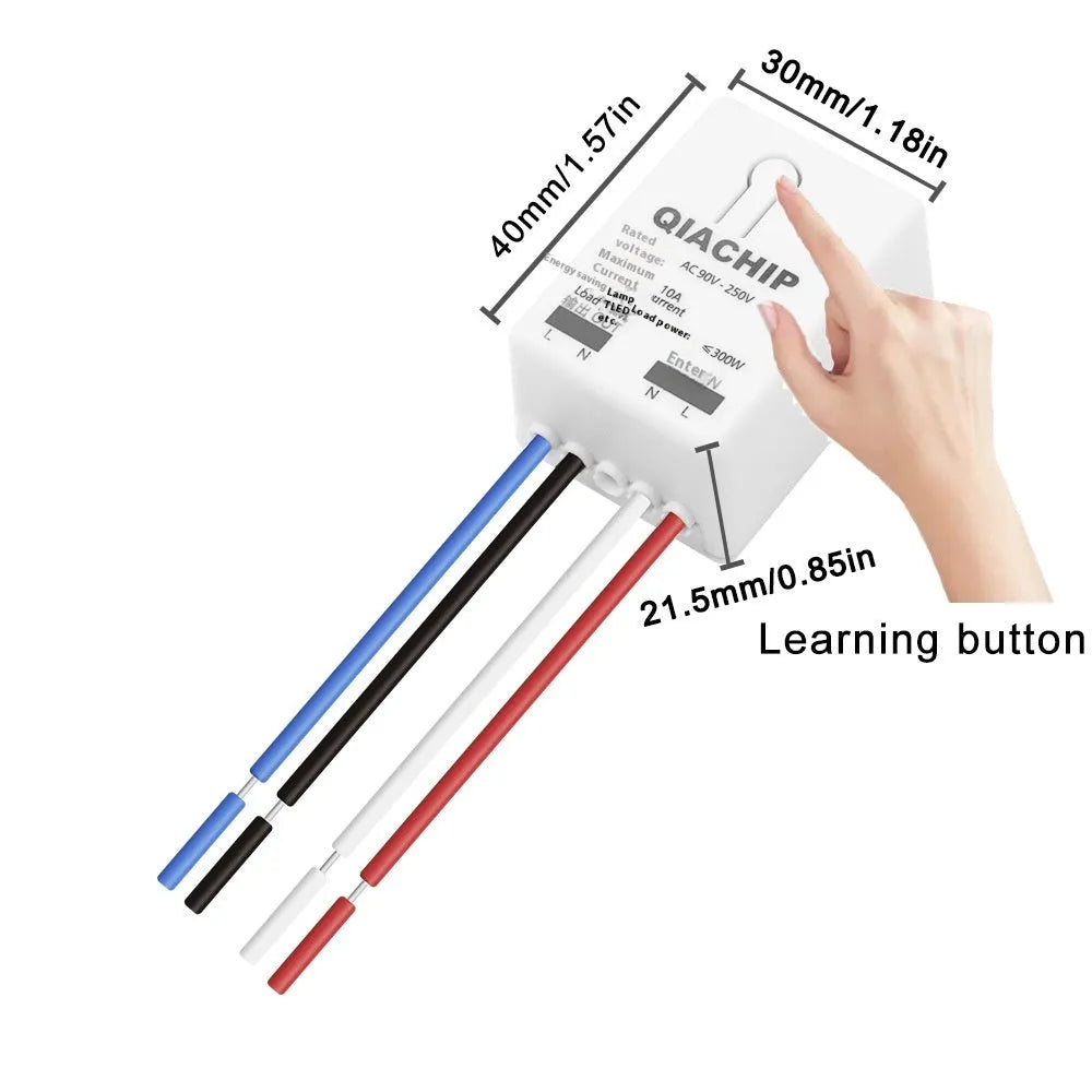 433MHz wireless remote controller receiver with ABS housing and overload protection in white colour