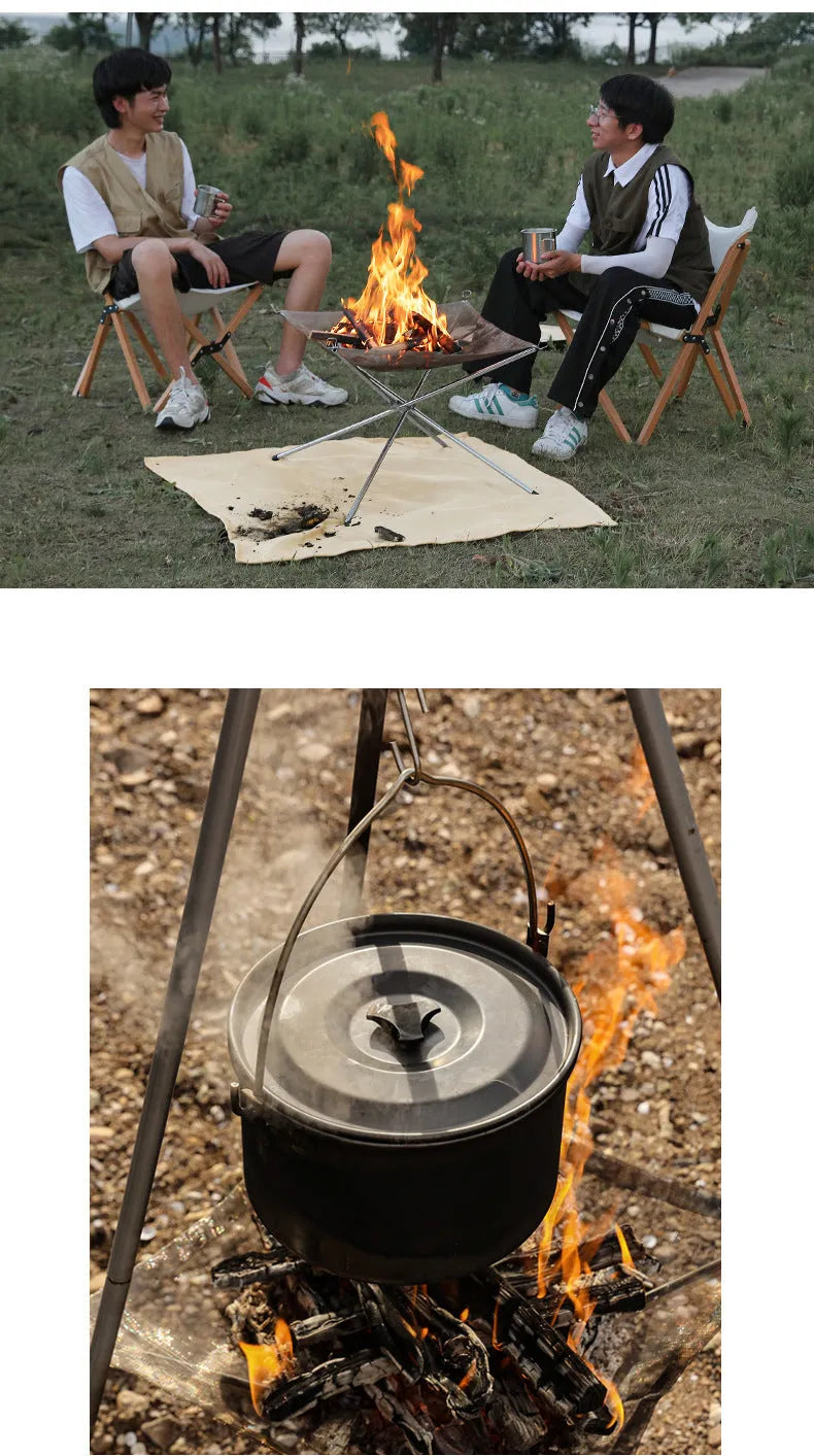 Silver stainless steel barbecue grill with matching cooking net, large size for group use.