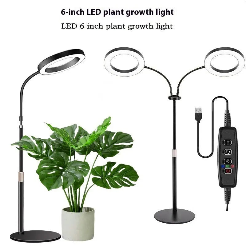 6-inch angel ring retractable floor plant grow light with aluminium alloy stand extended to 160cm height