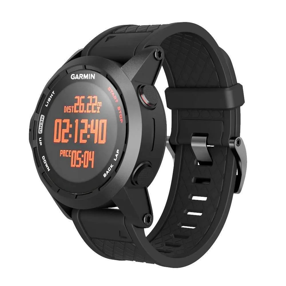 Black silicone watch strap with stainless steel clasp for Jiaming watches, 26mm width sports style