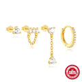 S925 sterling silver geometric petal earrings with gold tone electroplated finish for women
