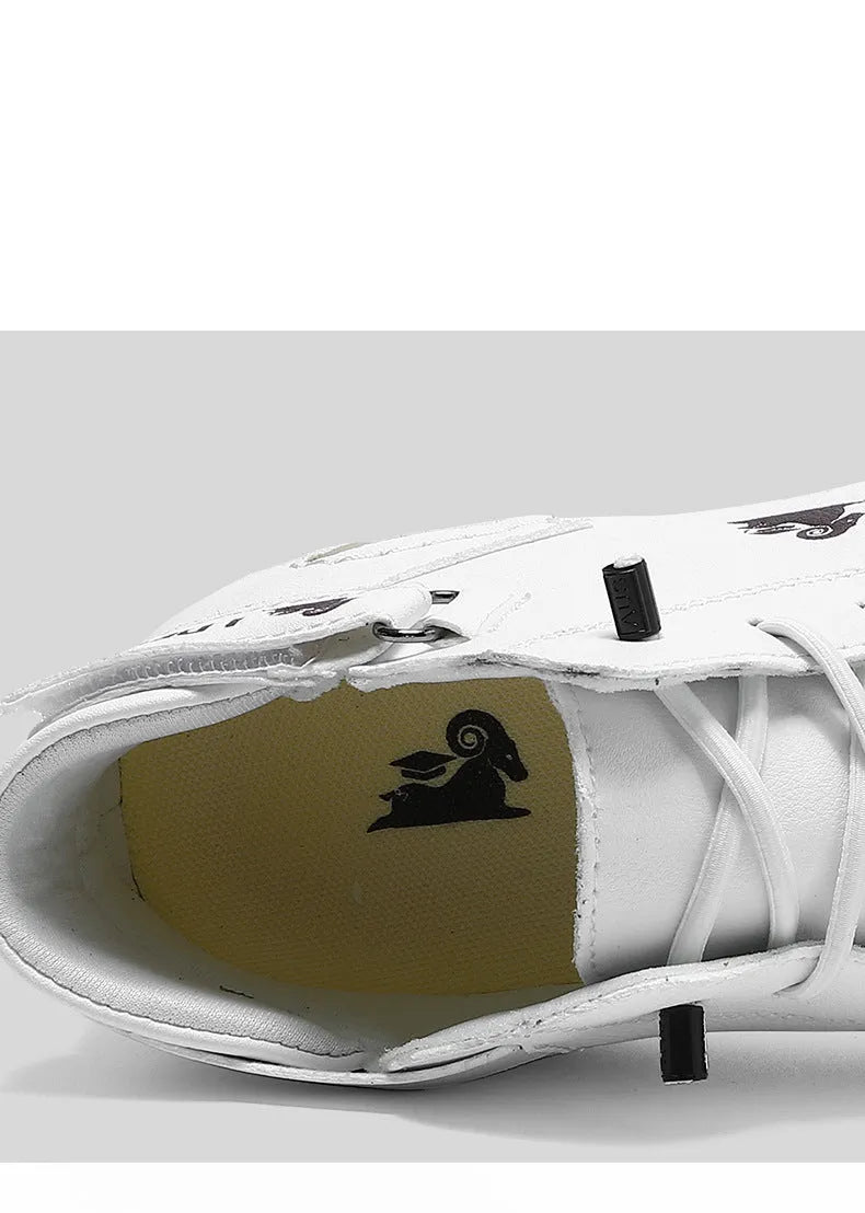 Men's khaki high top octopus shoes with round toe and mid-cut design on a rubber sole.