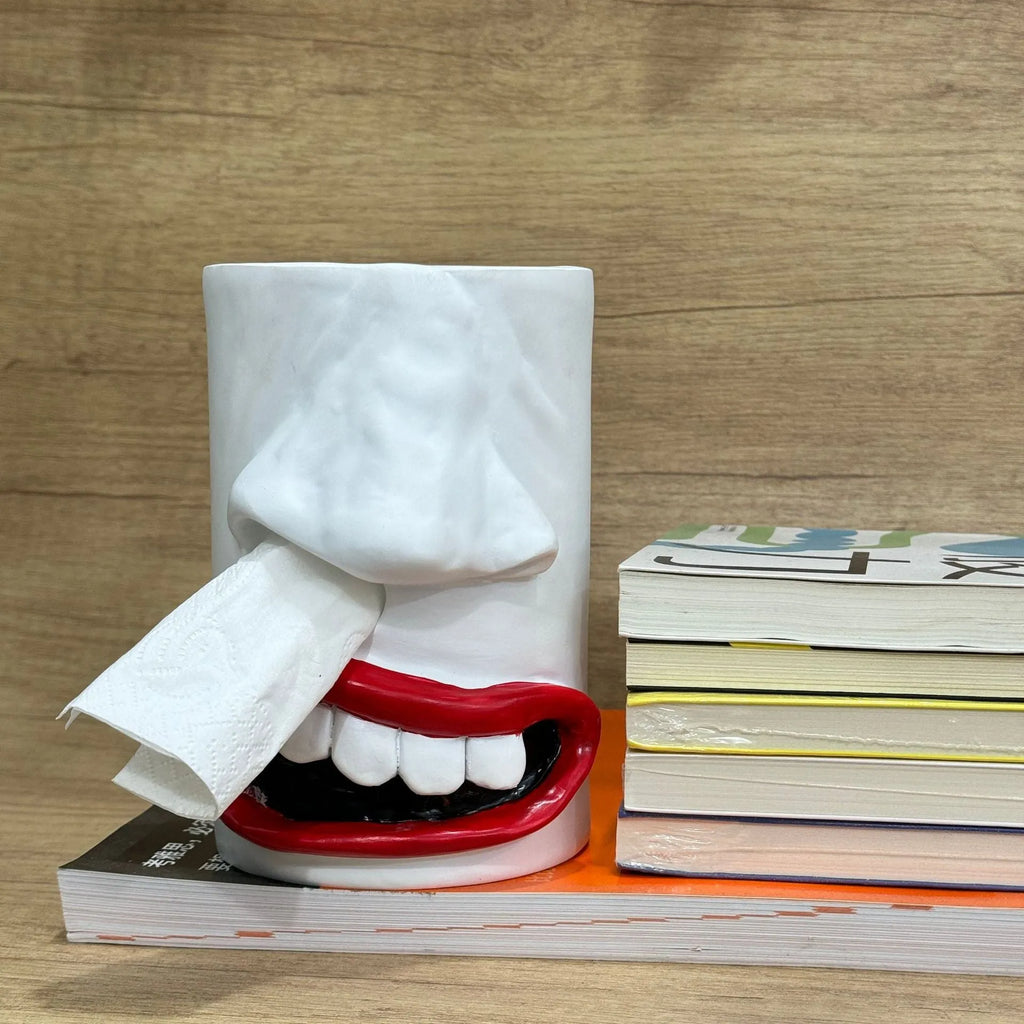 Colourful American style resin tissue paper holder ornament measuring 8.5 by 14.6 centimetres