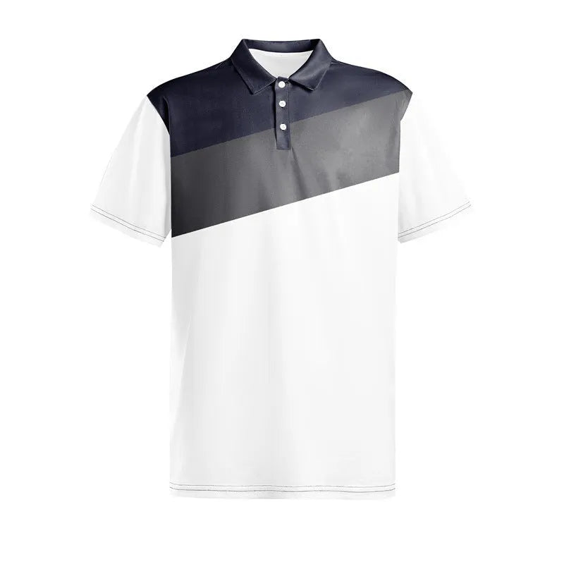 Men's loose fit grey t-shirt with a colourful 3D digital printed abstract pattern on the front.