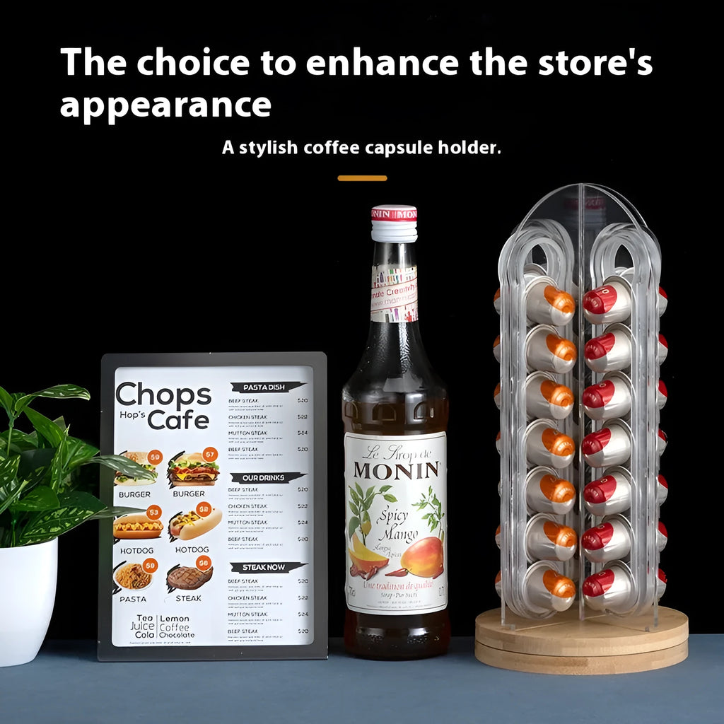 Rotatable acrylic coffee capsule storage rack in solid colour with pad glaze finish, S M L sizes