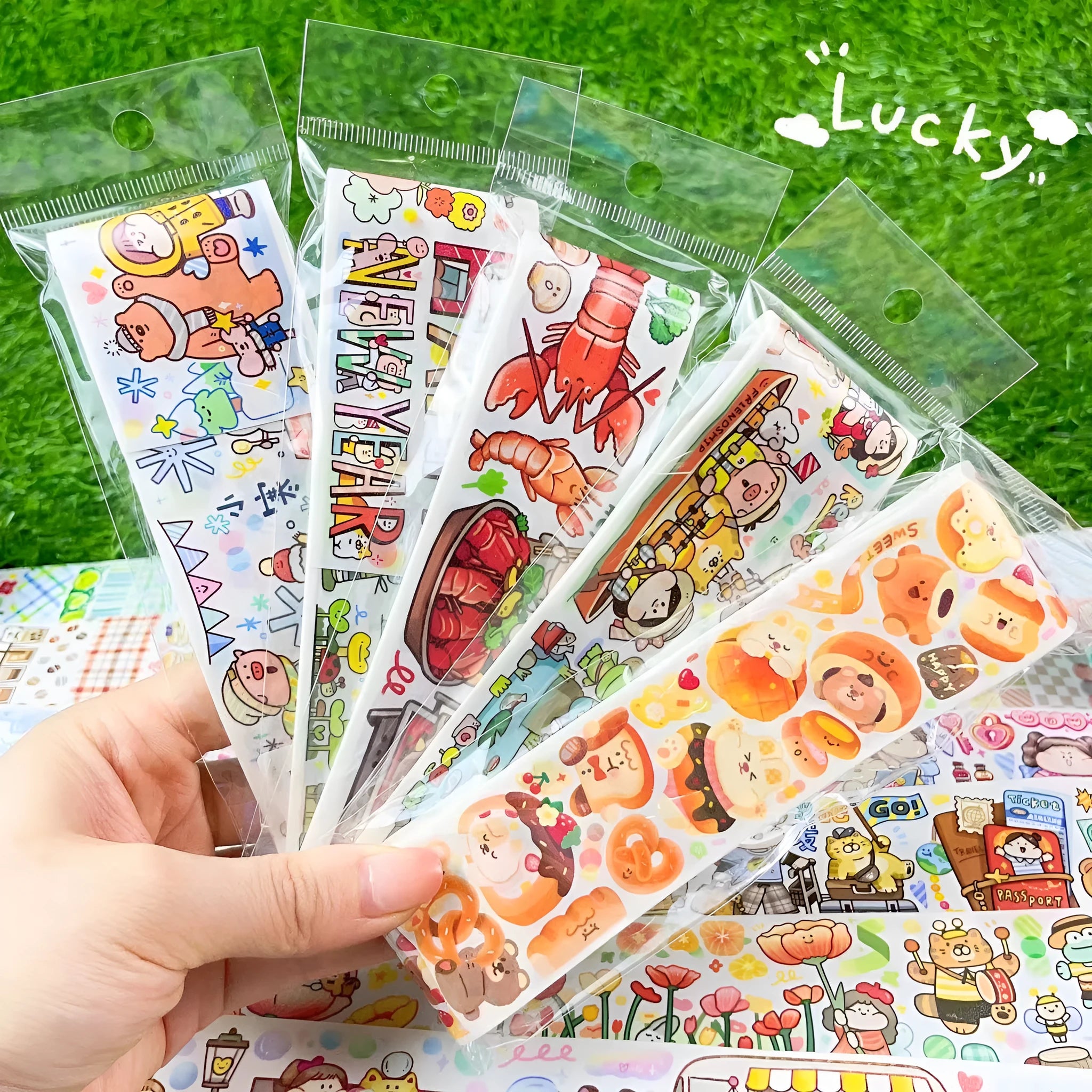 Haemorrhoid tape packaging sticker sheet with cute cartoon character design printed on Japanese paper
