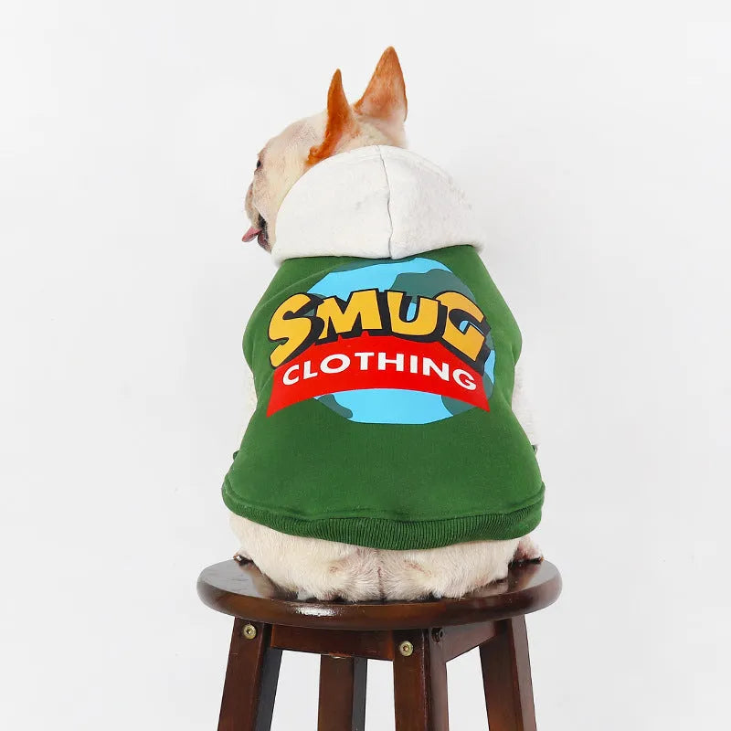 Green cotton dog coat for large breeds in sizes L, XL, 2XL, 3XL, and 4XL