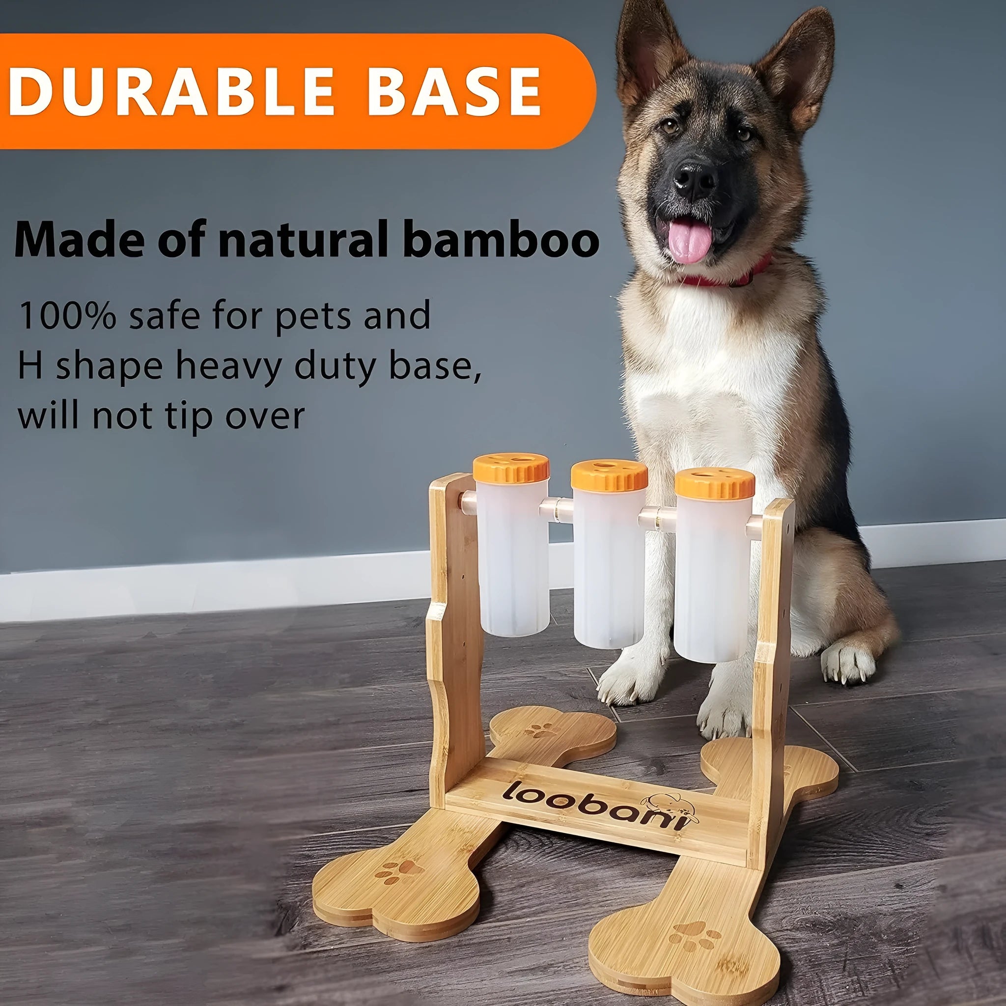 Large wooden interactive dog puzzle feeder toy for treat dispensing and slow feeding