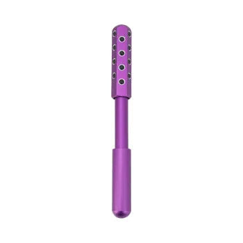 Germanium particle roller facial massage instrument in purple colour with 193mm handle
