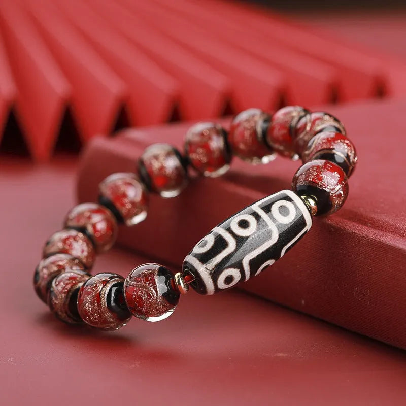 Manual five-color colored glaze bracelet with Chinese snake patterns available in 10mm 12mm 14mm sizes
