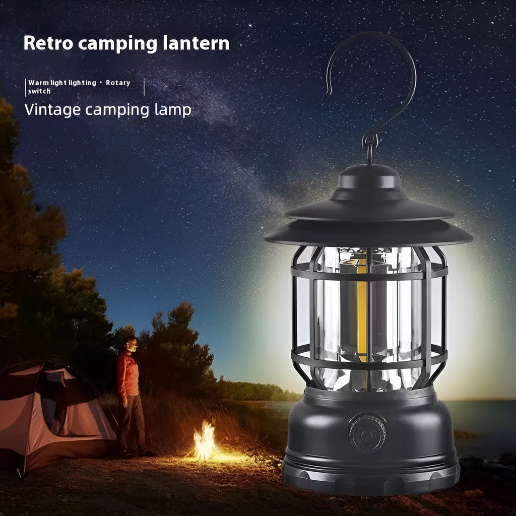 Portable camping lantern headlamp in dark green, black, or red colours with super bright illumination for hands-free use