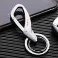 Zinc alloy double ring key chain for waist hanging car keys in black chrome or nickel finish