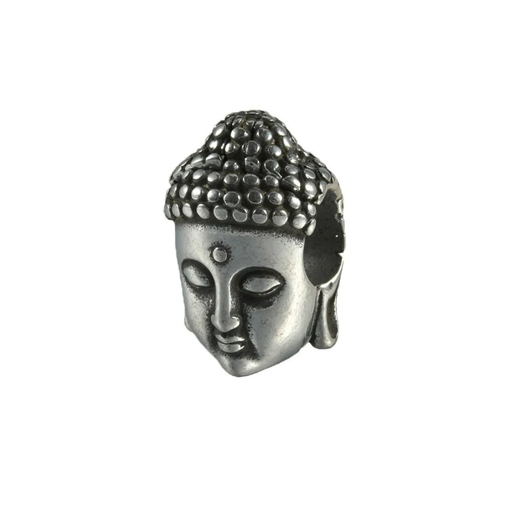Stainless steel hollow skull Buddha earrings with electroplated finish in gold, black, steel or Buddha head colours