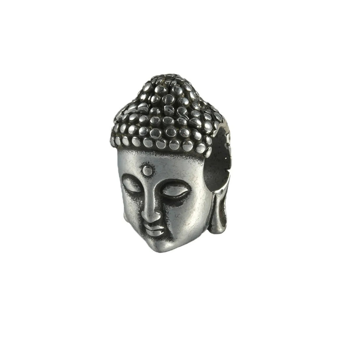Stainless steel hollow skull Buddha earrings with electroplated finish in gold, black, steel or Buddha head colours