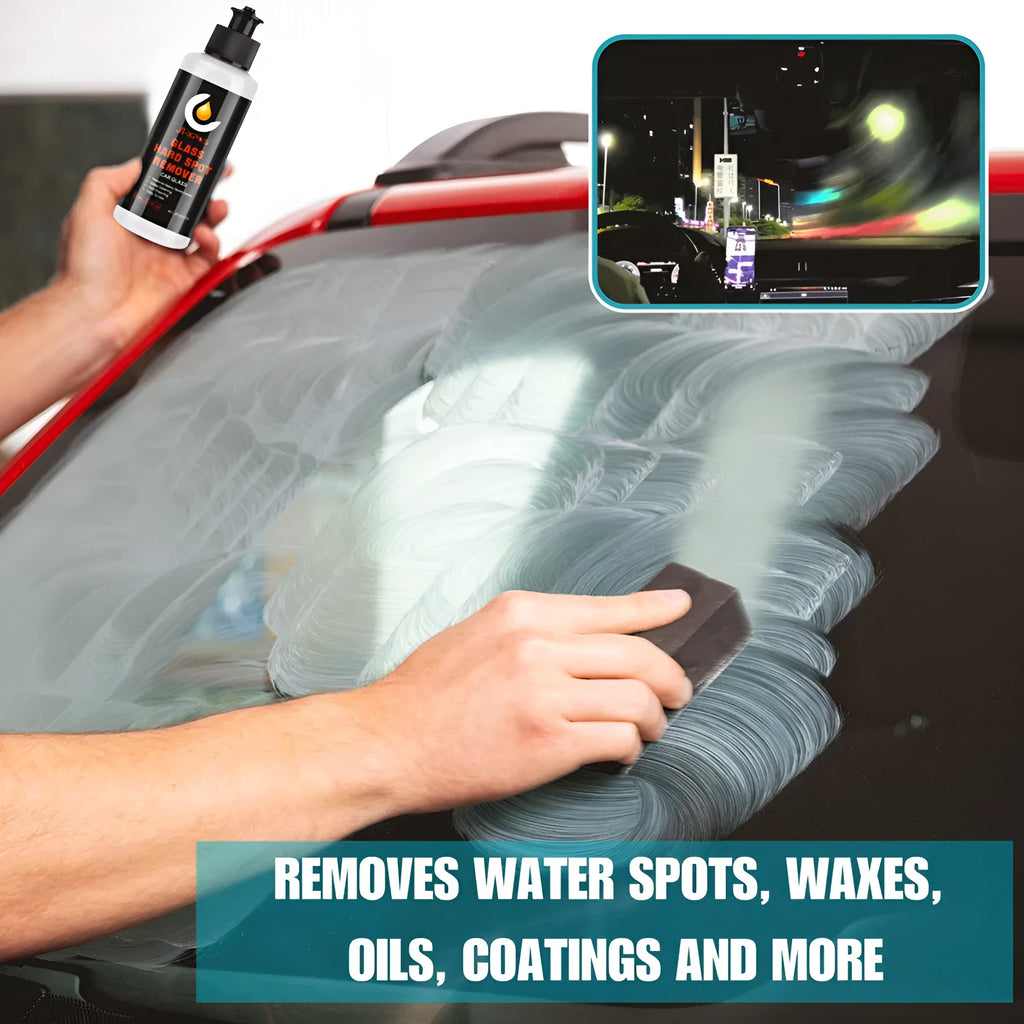 Glass oil film remover cleaning cream container showing 50ml 100ml 200ml size options for car windscreens