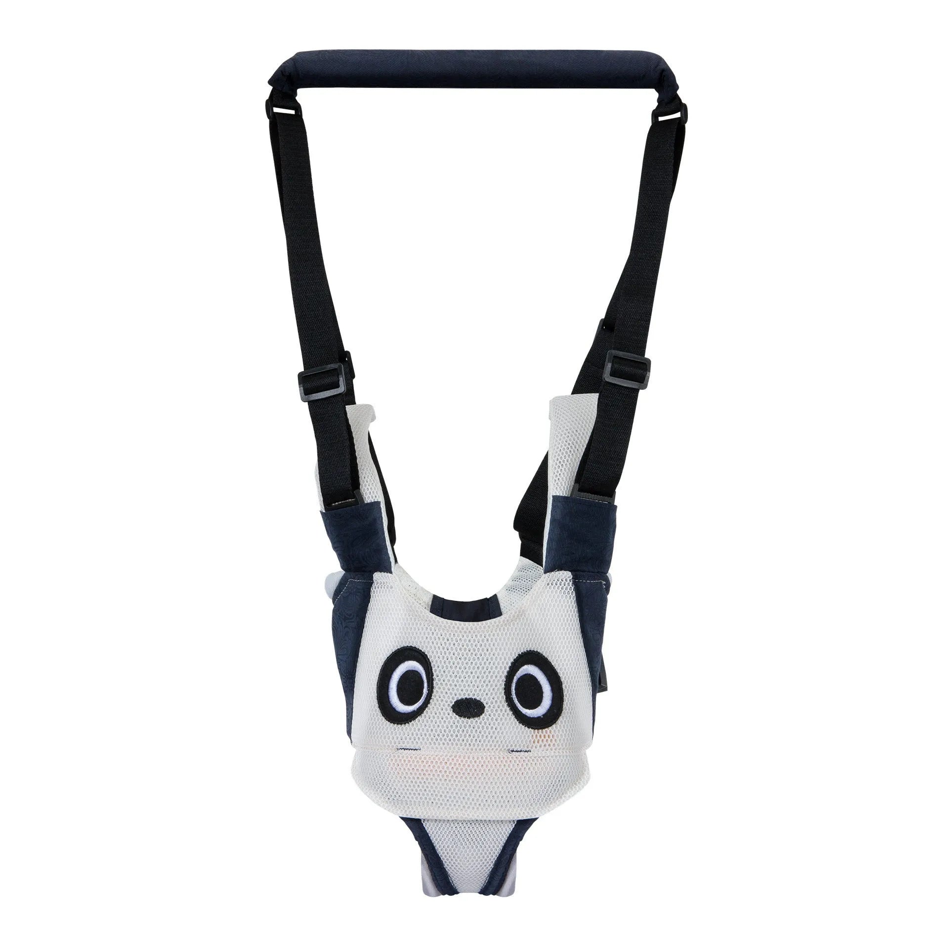 Baby walking harness belt in blue vest style showing adjustable straps for toddler walking support