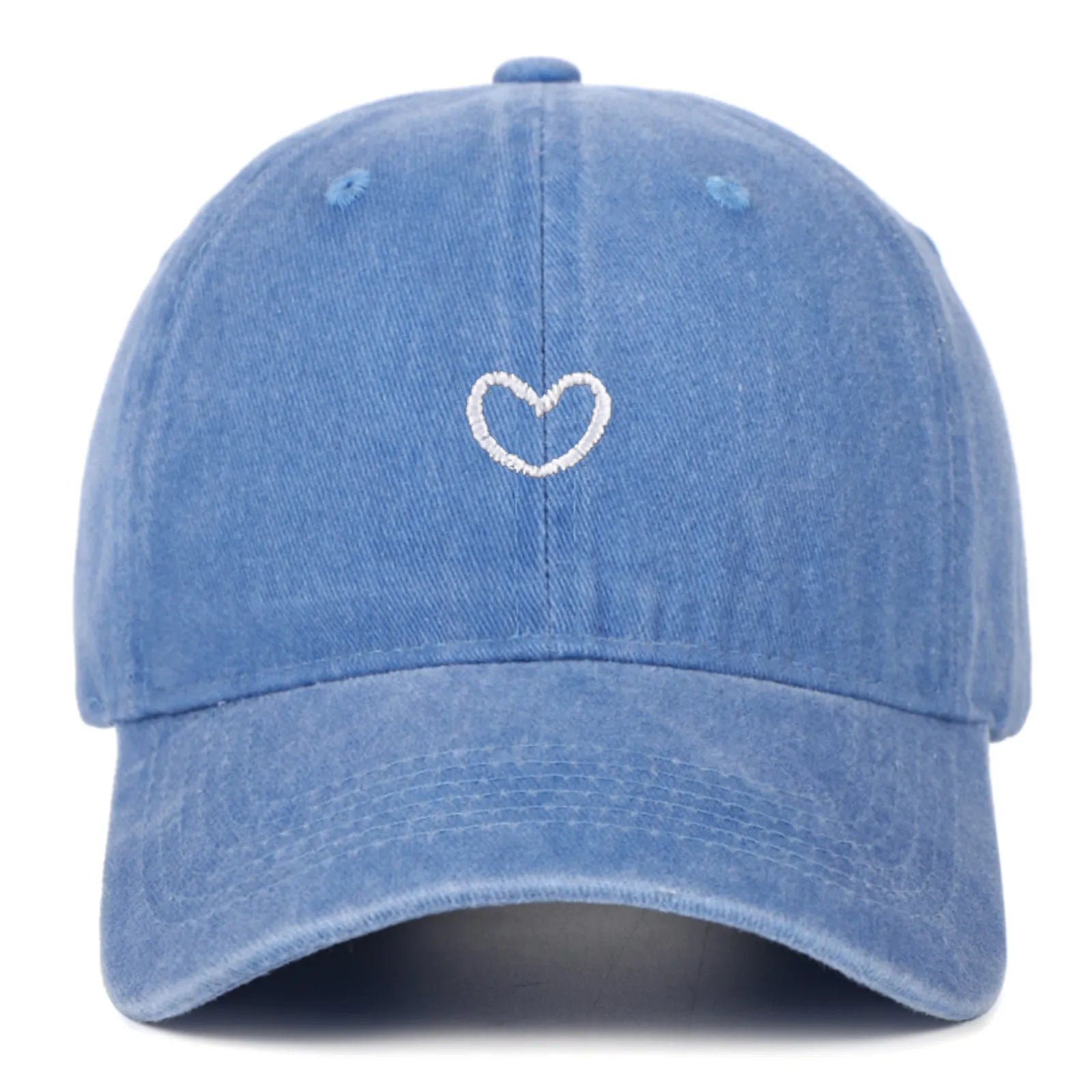 Cotton baseball cap with small love embroidery in adjustable size for sun protection