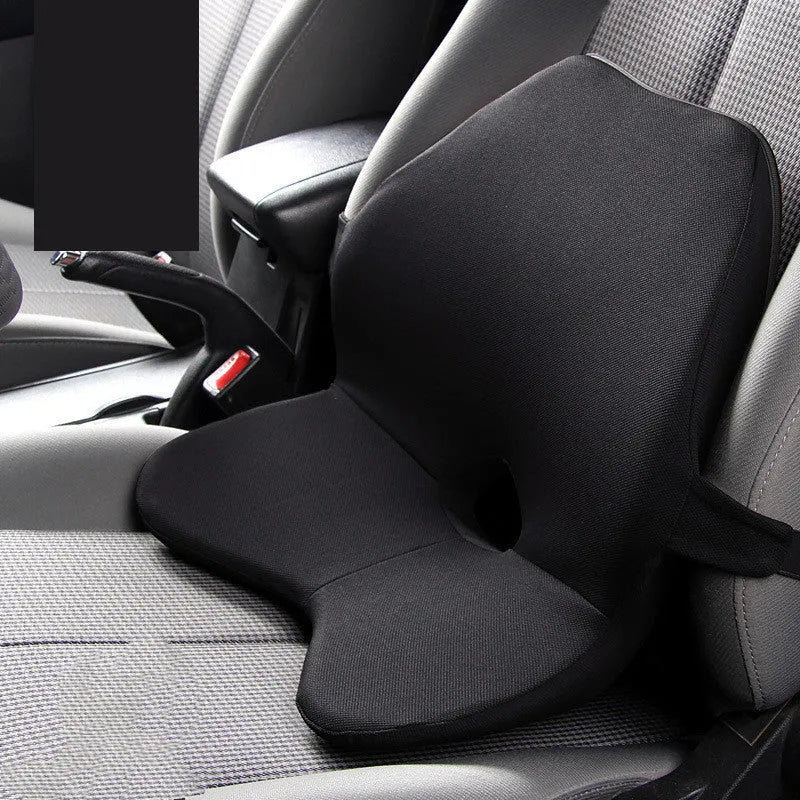 Car seat memory foam waist cushion and headrest set in beige colour