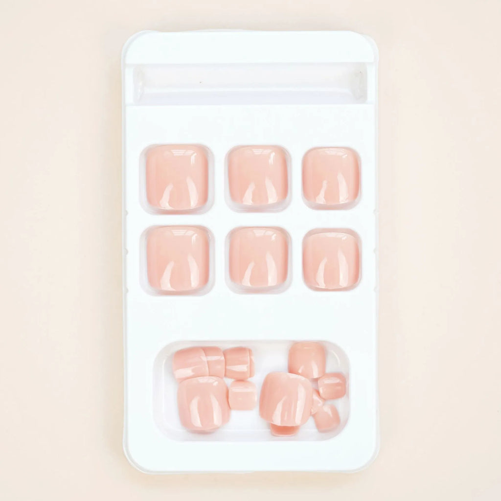 Skin colour plastic toe nail stickers with adhesive glue for cosmetic nail enhancement