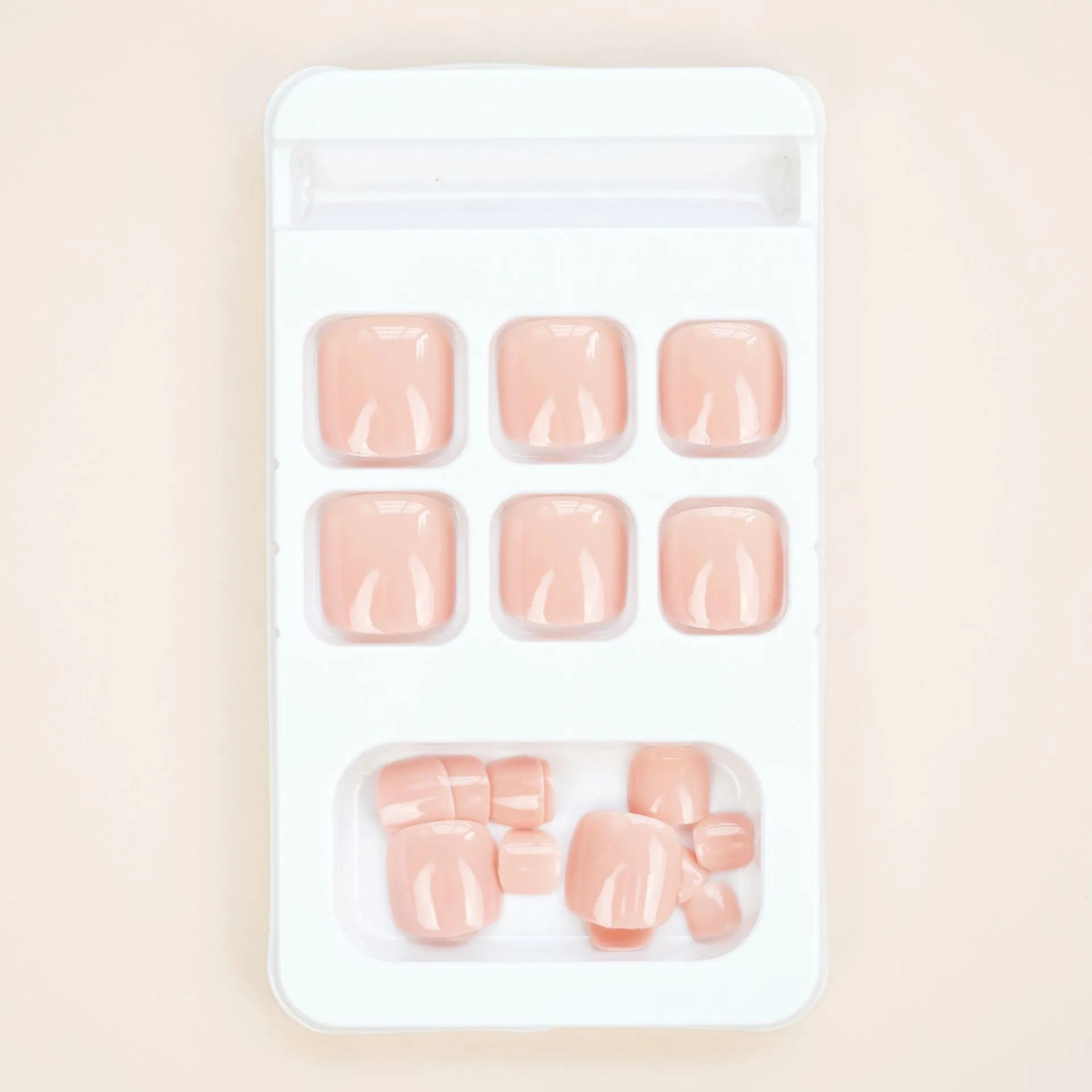 Skin colour plastic toe nail stickers with adhesive glue for cosmetic nail enhancement