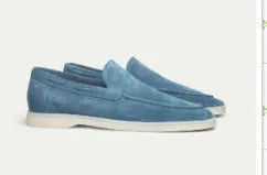 Men's matte suede flat shoes in sky blue with rubber sole and round toe, shown on plain background