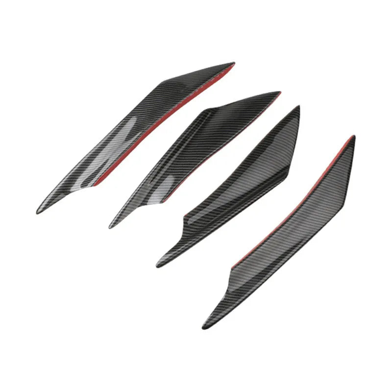 Set of four carbon fibre pattern ABS bumper blade spoilers for car modification