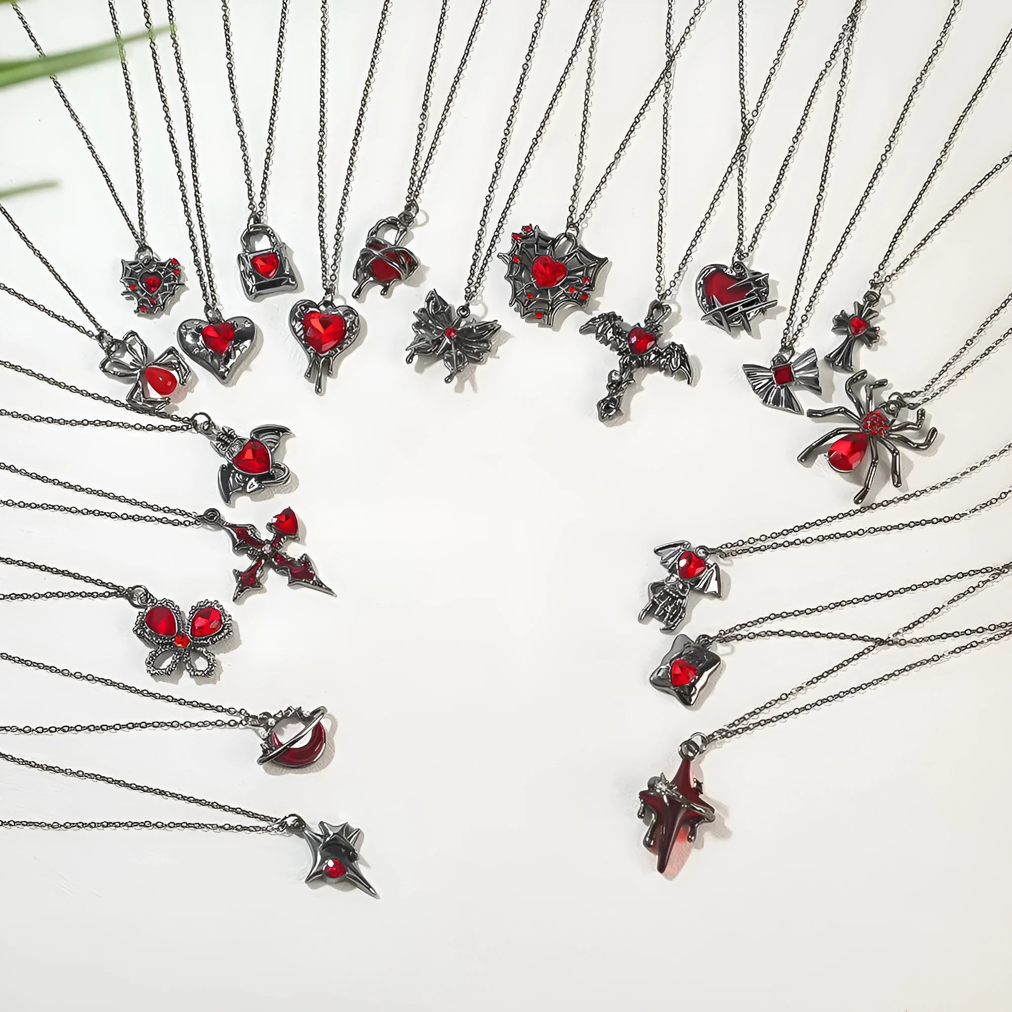 Halloween spider bat necklace with dark gothic alloy pendant on regular chain