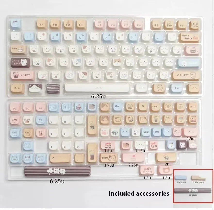 Sea Salt Cat character design PBT keycaps for mechanical keyboards with sublimation printing