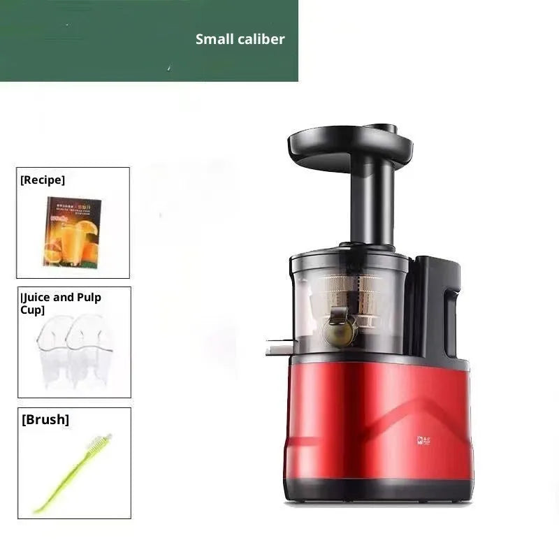 High-power household juice extractor with vertical screw rod, small caliber, slag juice separation, and included juice cup